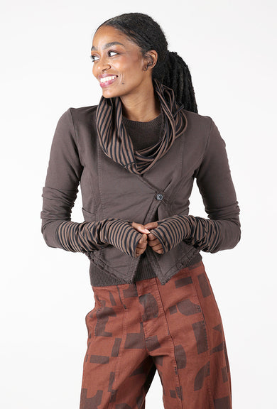 Luukaa Striped Scarf/Armwarmer Set, Brown/Black 