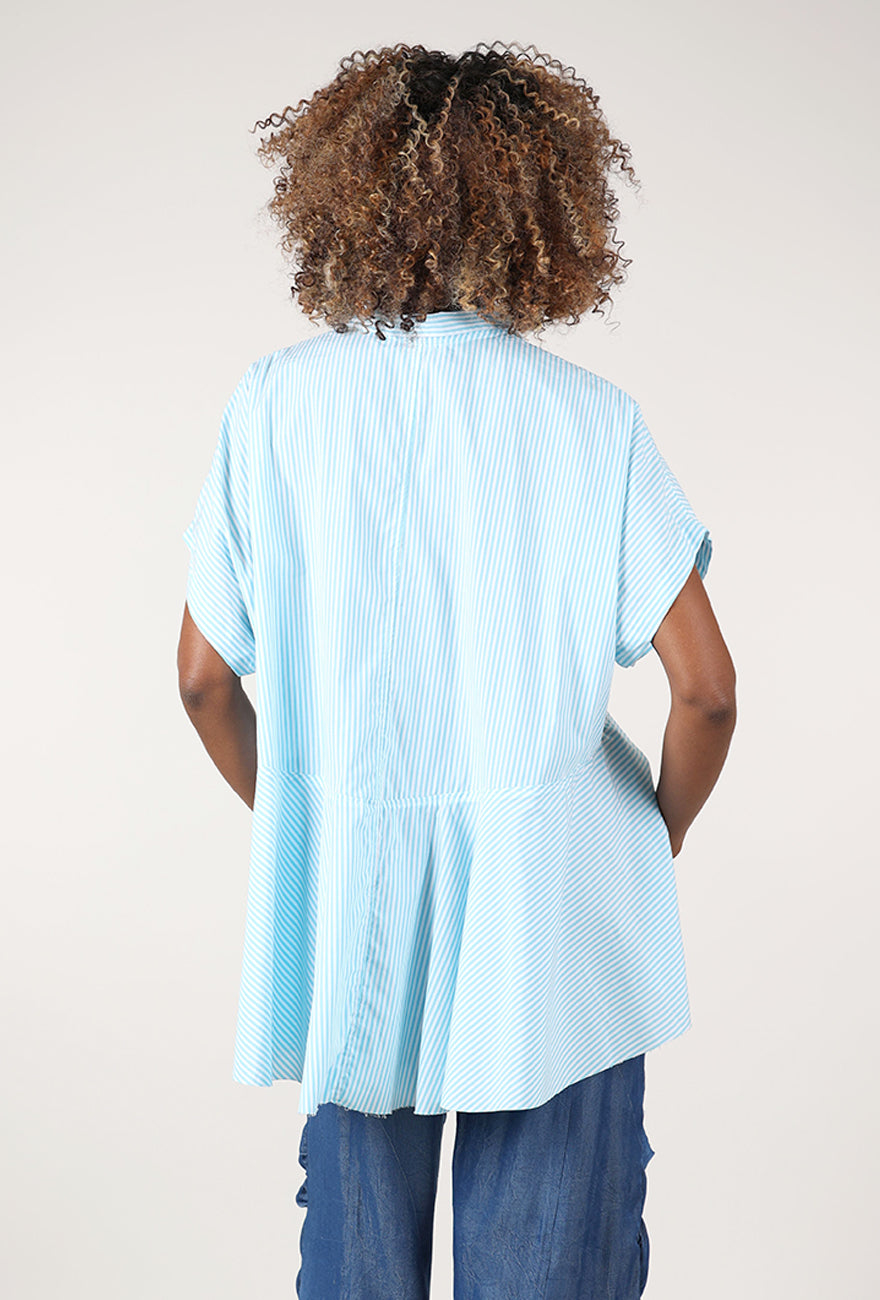 Paper Temples Striped Pep Top, Blue 