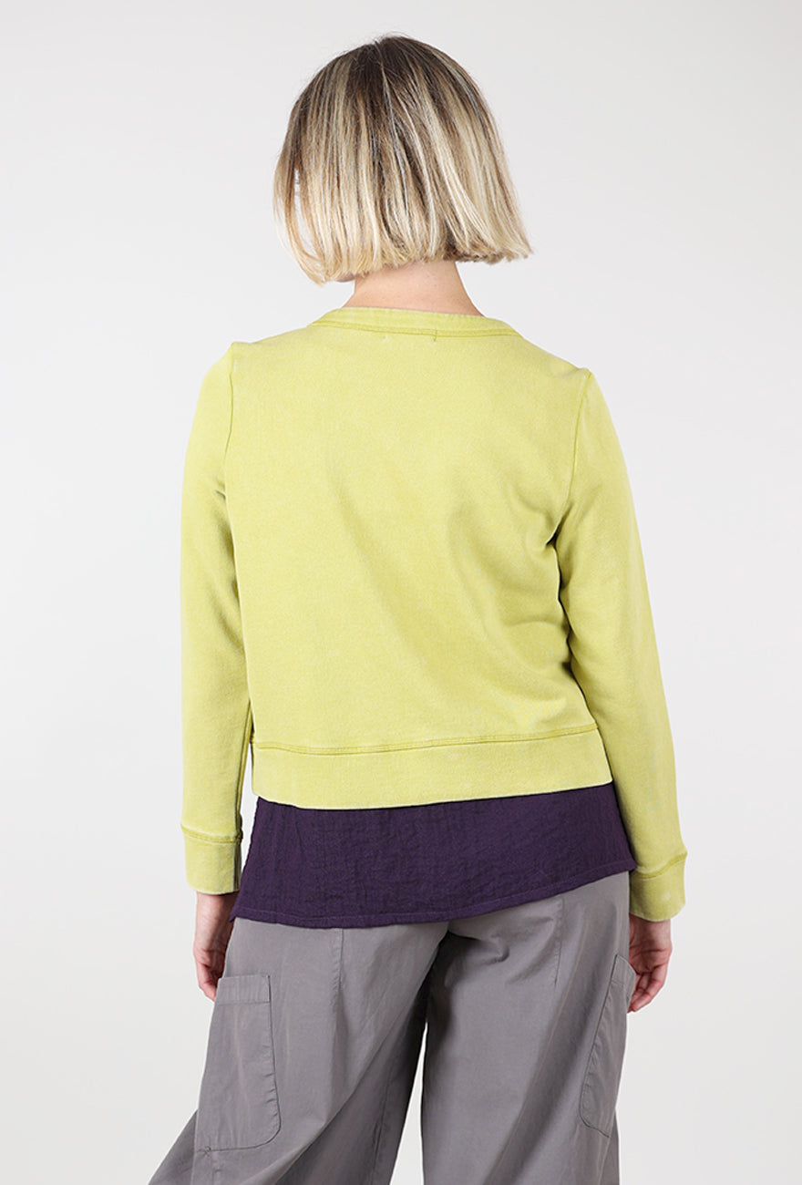 Colorwash Terry Crop Cardie, CItron Angle 3