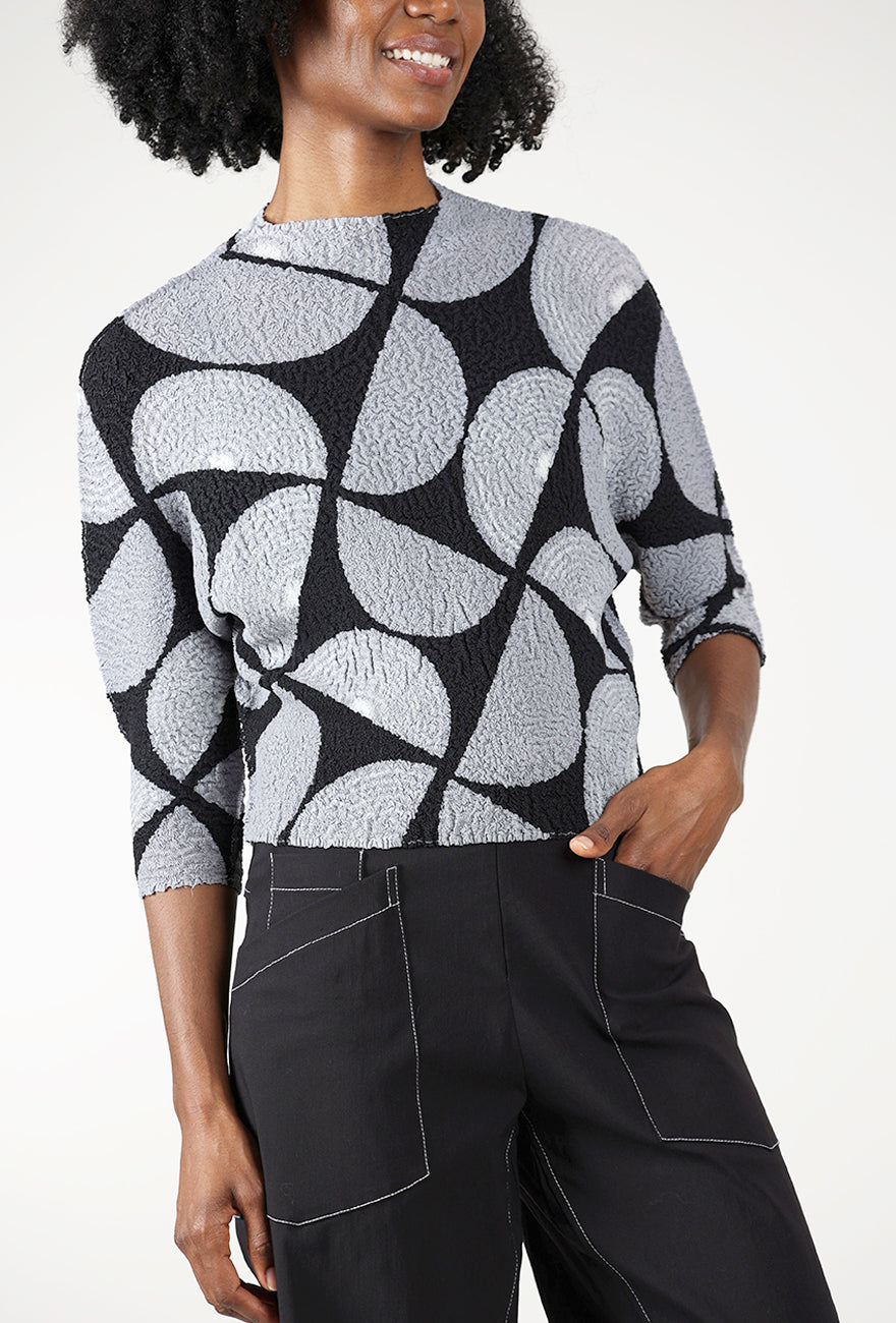 Dolman Crinkle Top, Gray/Black