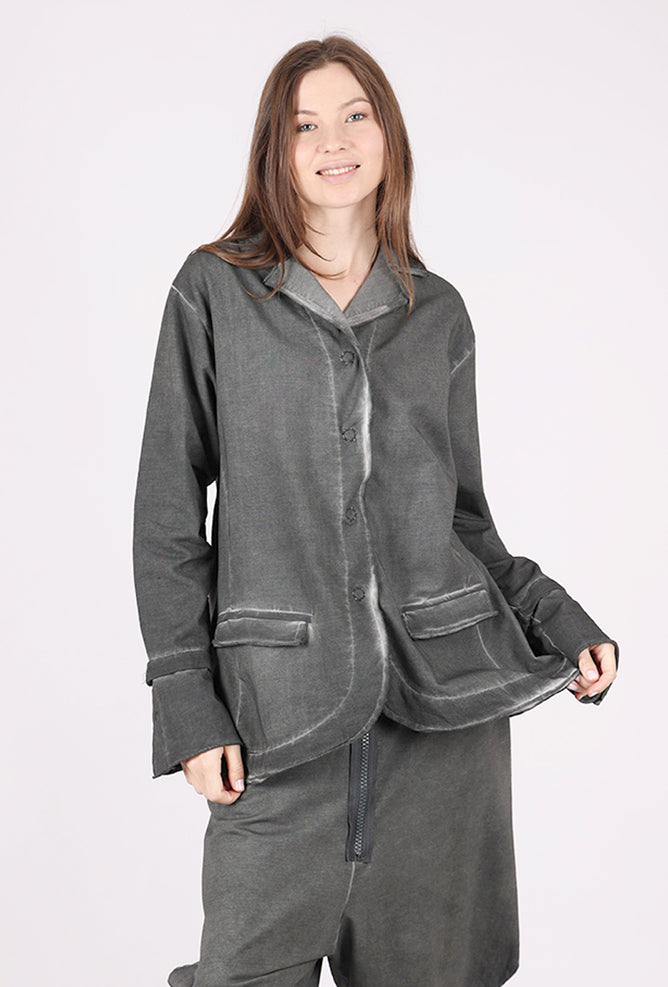Zilberman French Terry Boyfriend Jacket, Anthracite 