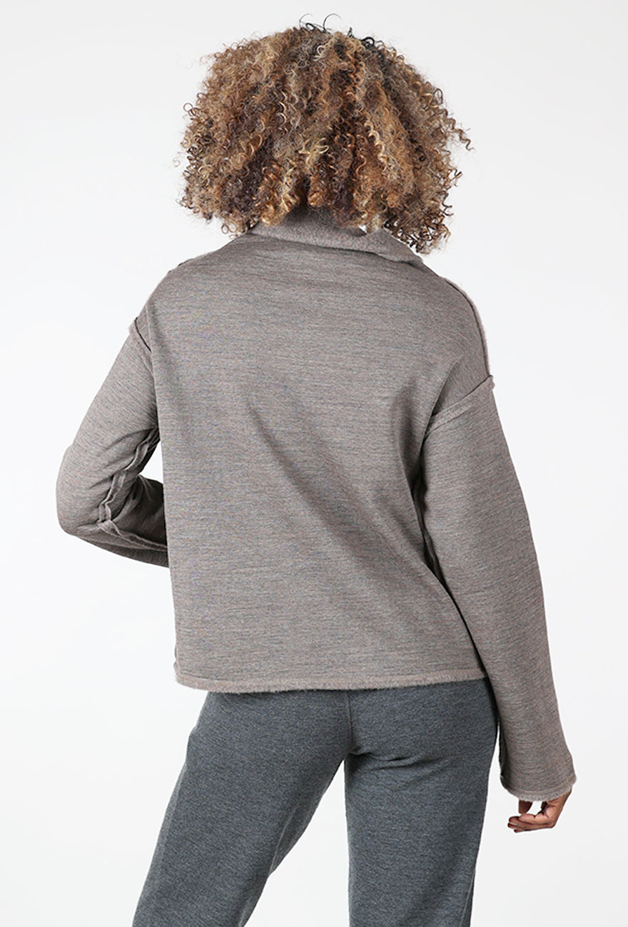 By Basics Reversible Brushed Wool Pullover, Earth Melange 