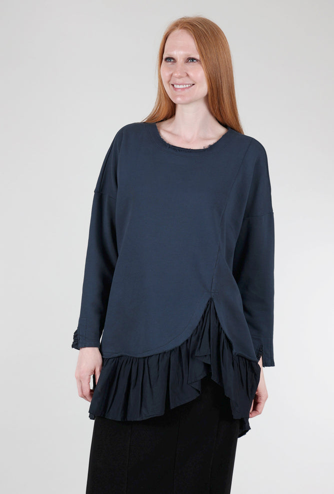 Grizas Ruffle Trim Sweatshirt, Sapphire Blue 