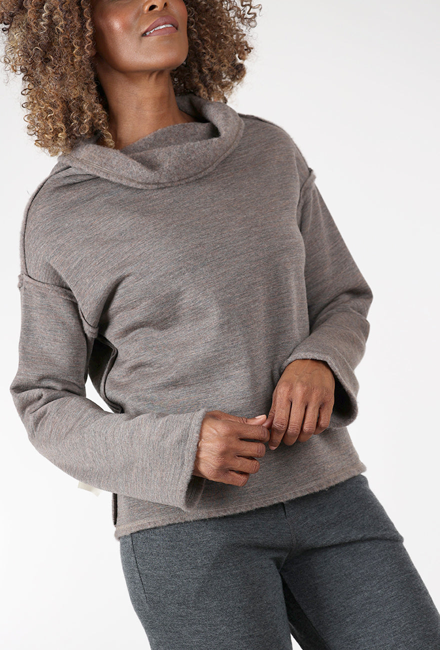 By Basics Reversible Brushed Wool Pullover, Earth Melange 