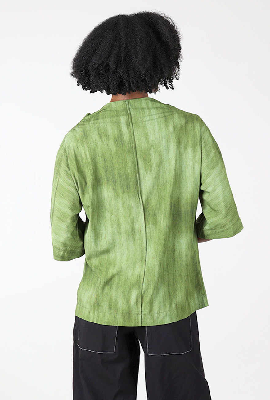 Ozai Woven Drape Neck Top, Green 
