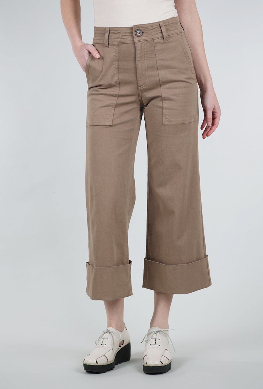 Pistola Maya Cuffed Hem Wide Leg Pant, Biscuit 