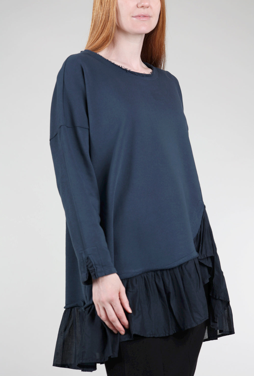 Grizas Ruffle Trim Sweatshirt, Sapphire Blue 