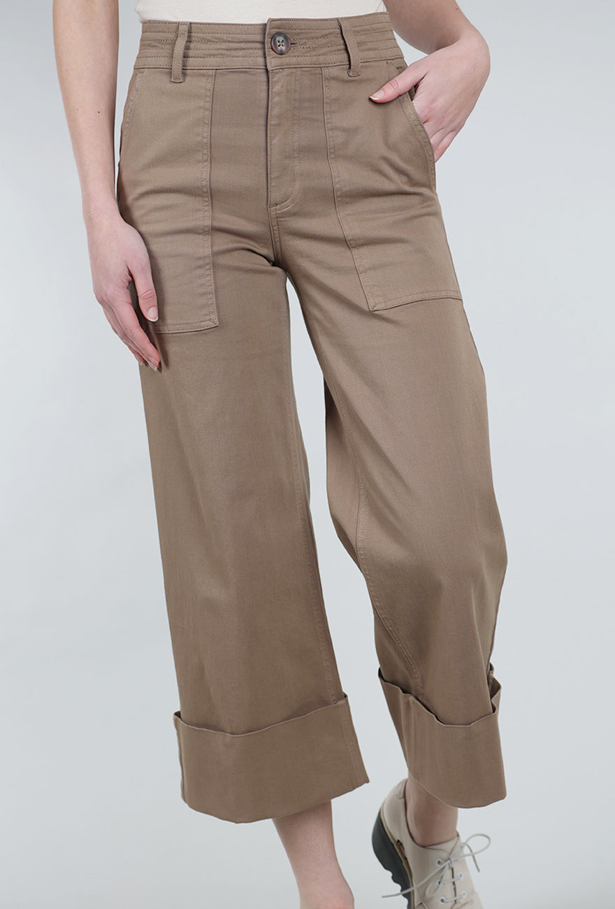 Pistola Maya Cuffed Hem Wide Leg Pant, Biscuit 