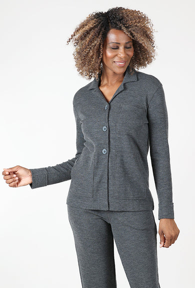 By Basics Merino Collared Blazer, Anthracite 