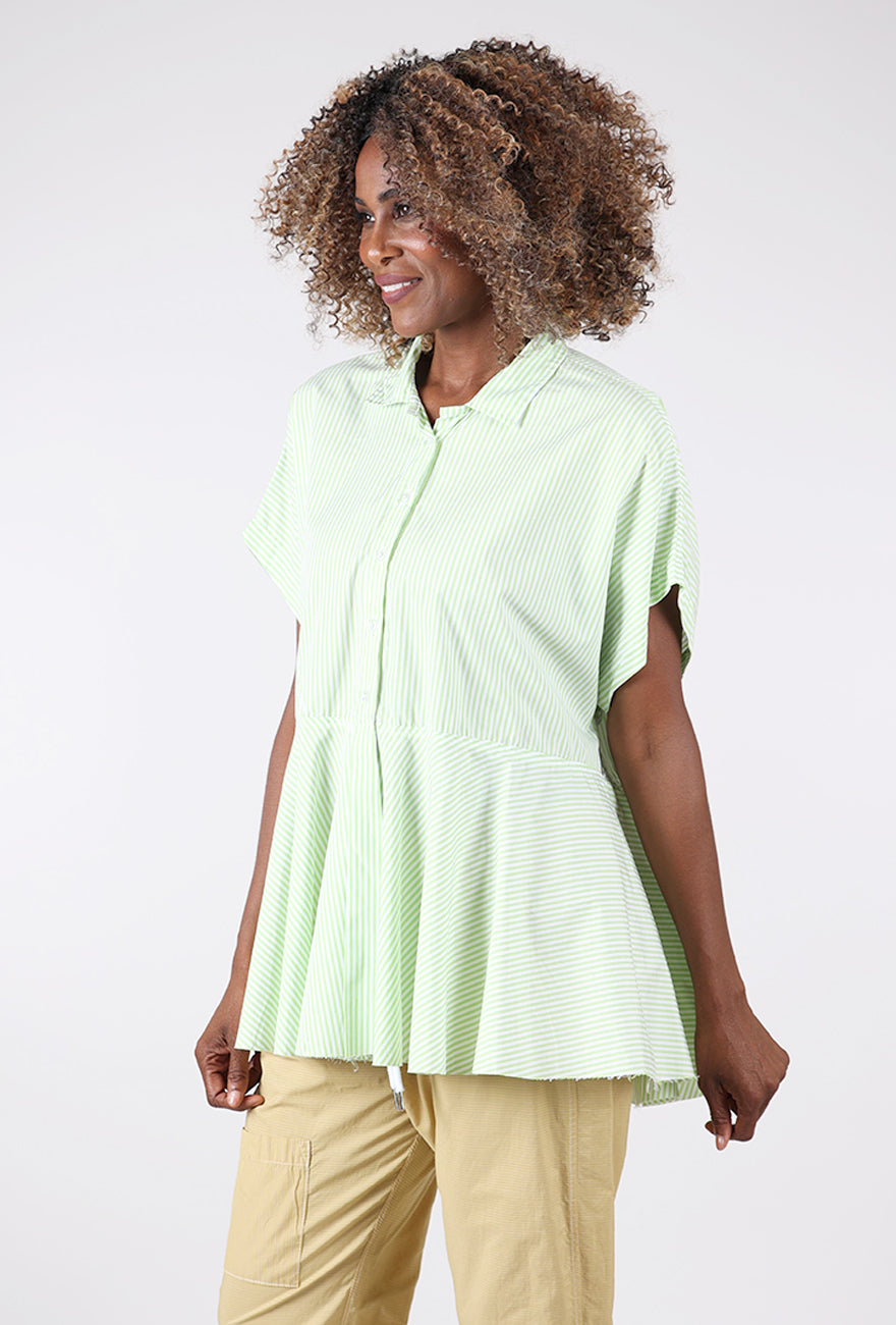 Paper Temples Striped Pep Top, Green 