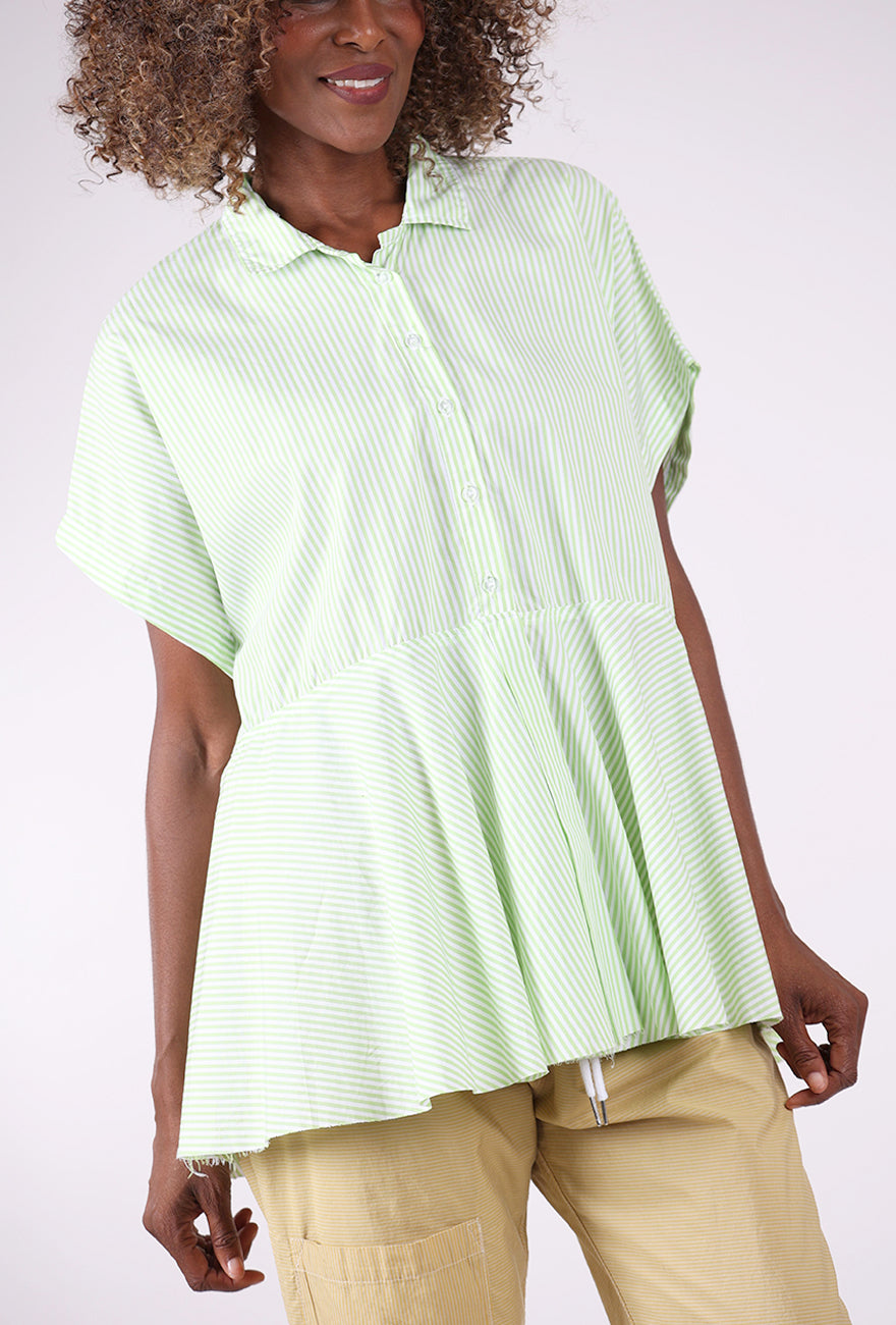 Paper Temples Striped Pep Top, Green 