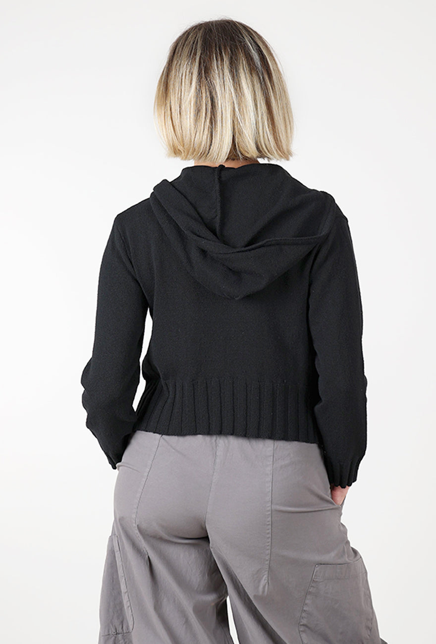 Asym Zip Hoodie, Black Angle 3