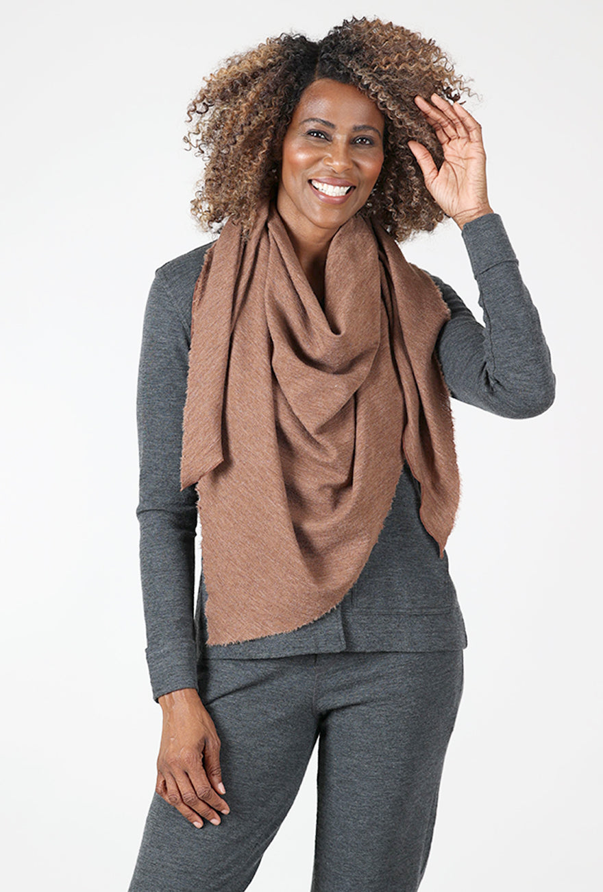 By Basics Curled Edge Wool Shawl, Camel 