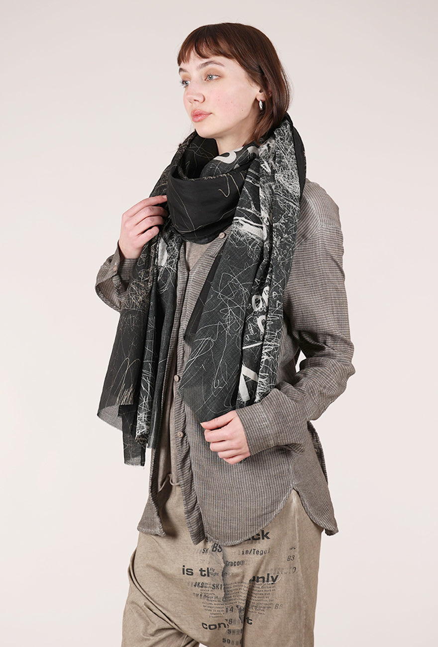Studio B3 Avisto Scarf, Black Print 