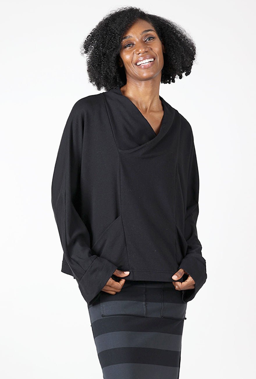 Slouch Pocket Pullover, Black