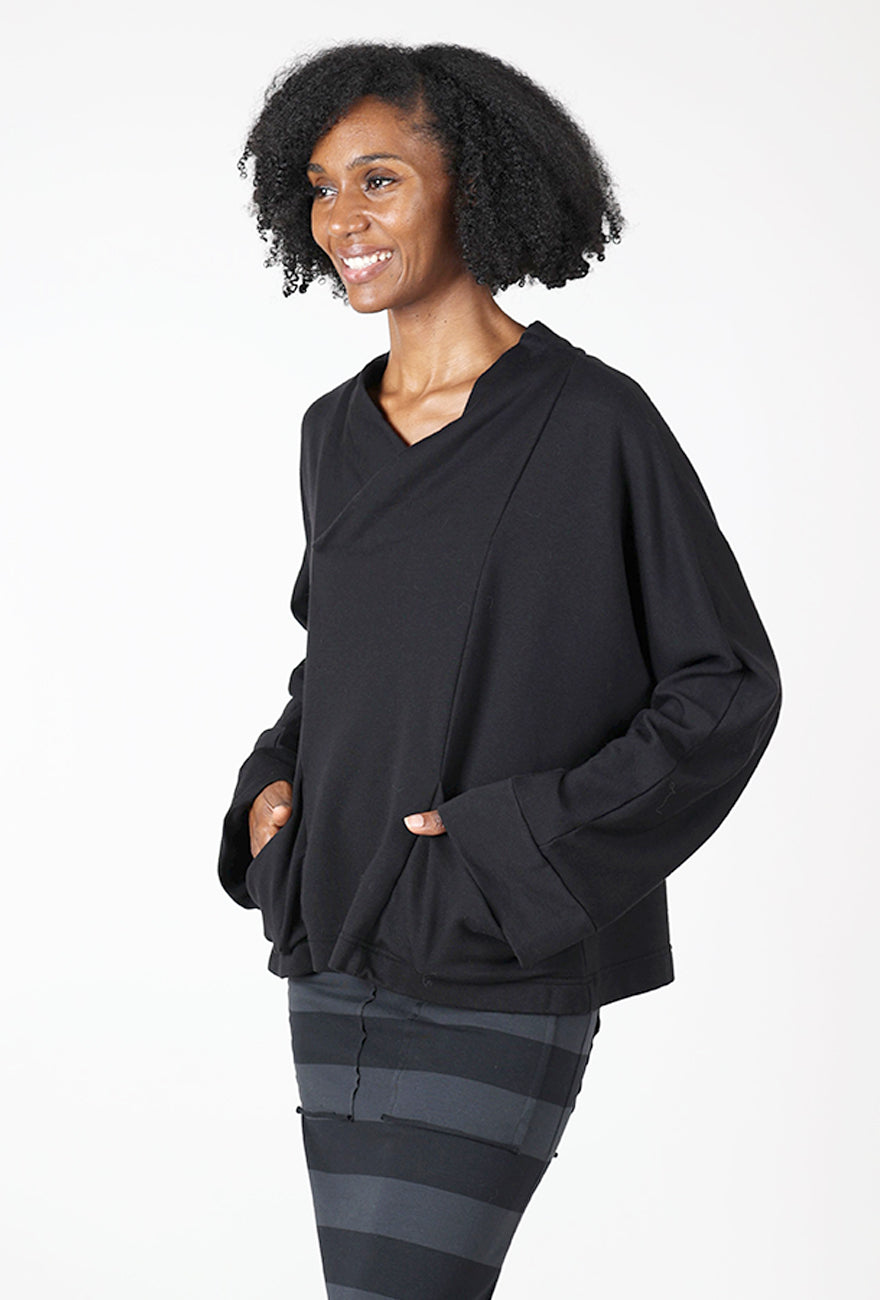 Slouch Pocket Pullover, Black