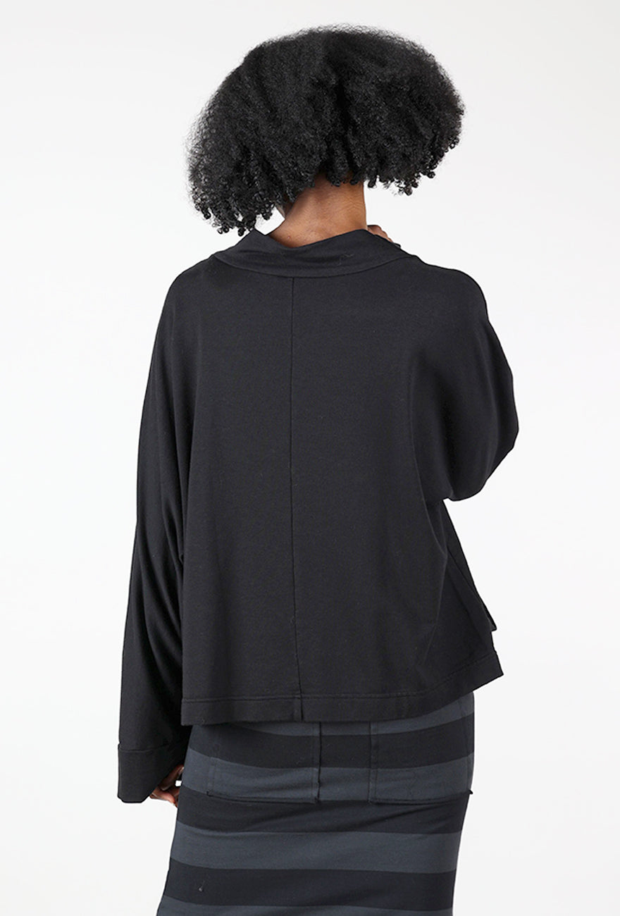 Slouch Pocket Pullover, Black Angle 3