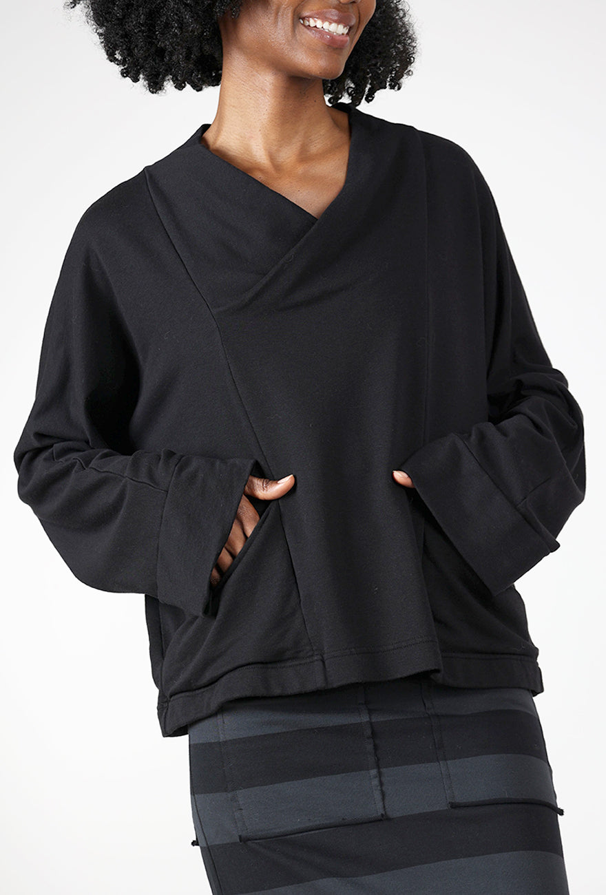 Slouch Pocket Pullover, Black