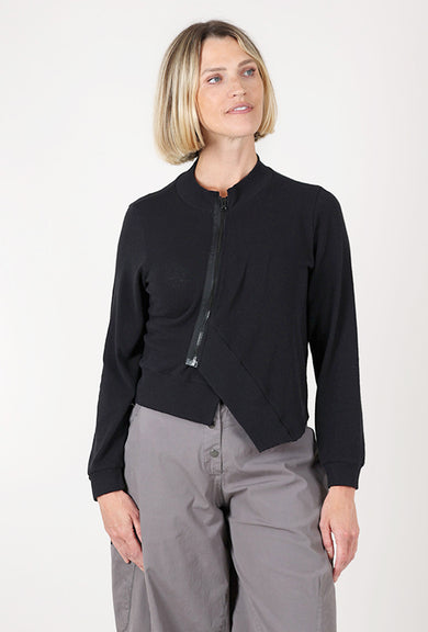 Lurdes Bergada Deep Rib Zip Top, Black 