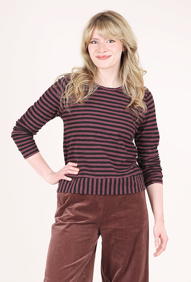 Cut Loose Black Stripe Crop Top, Cinnabark 