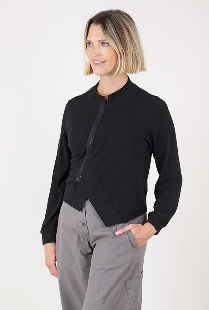 Lurdes Bergada Deep Rib Zip Top, Black 
