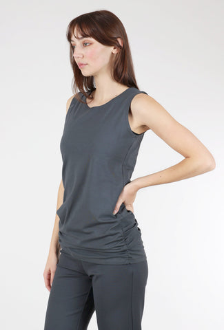 Planet Jersey Ruched Tank, Obsidian 