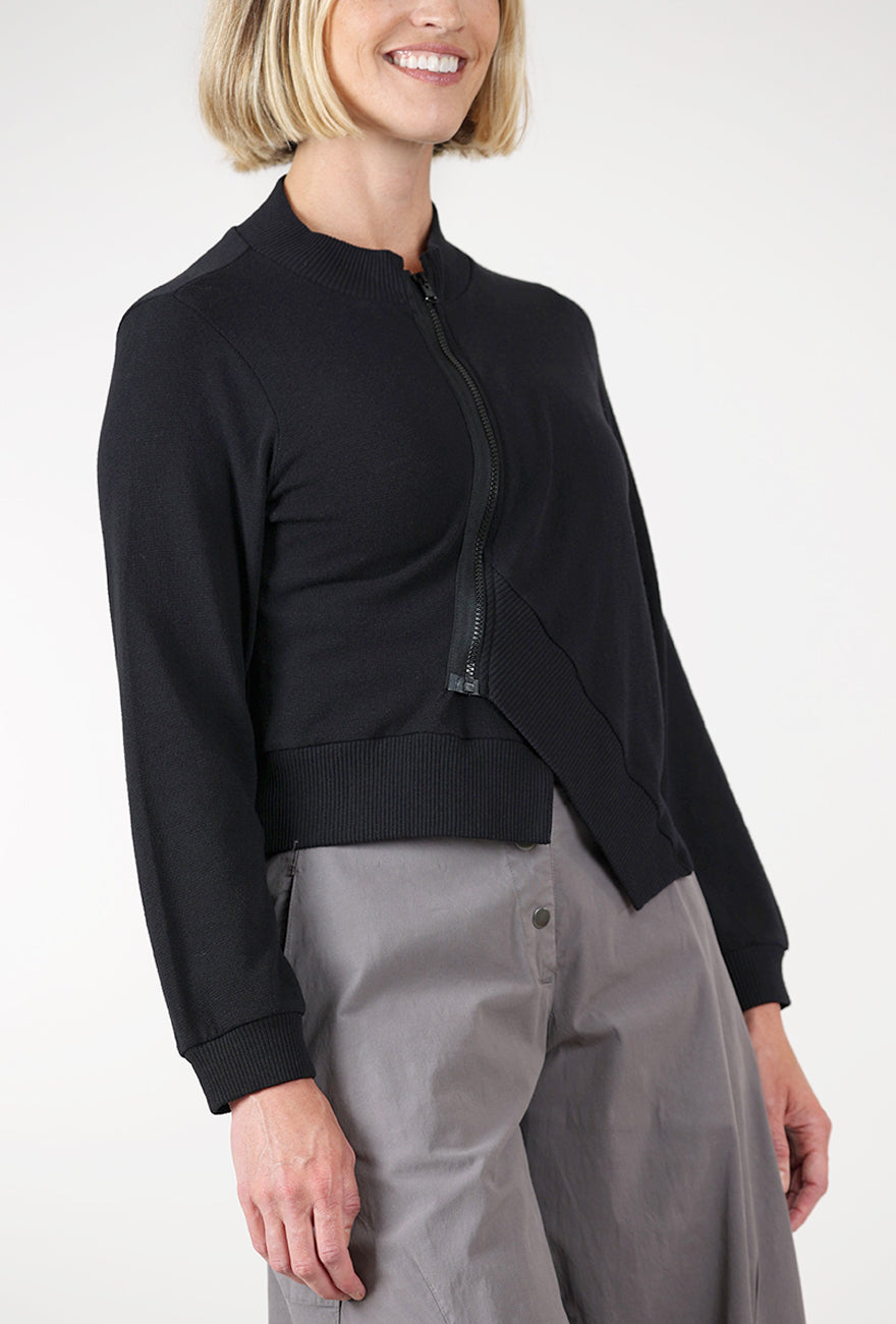 Lurdes Bergada Deep Rib Zip Top, Black 