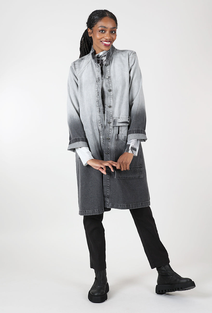 Blasted Denim Duster, Gray/White Angle 5