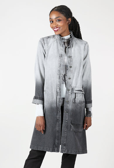 Luukaa Blasted Denim Duster, Gray/White 