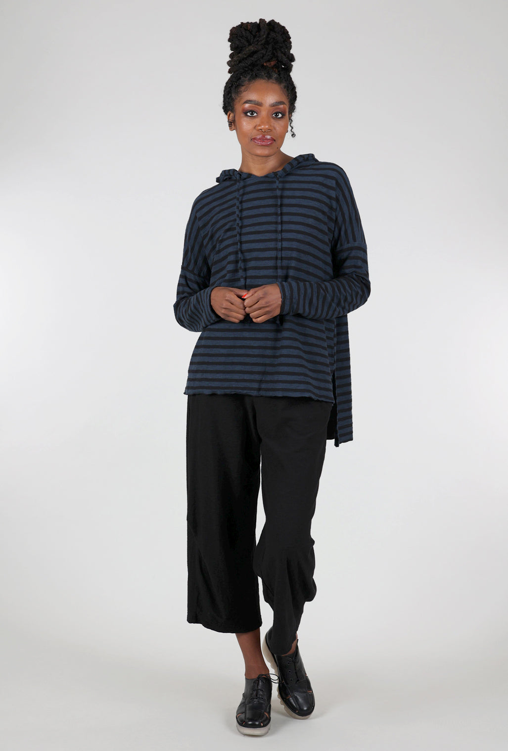 Cut Loose Natural Stripe Jersey Sweatshirt, Nightsky 