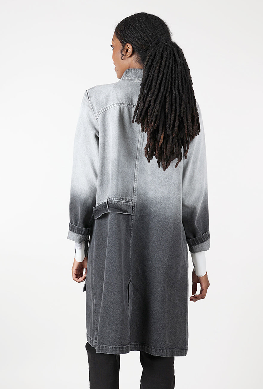 Blasted Denim Duster, Gray/White Angle 3