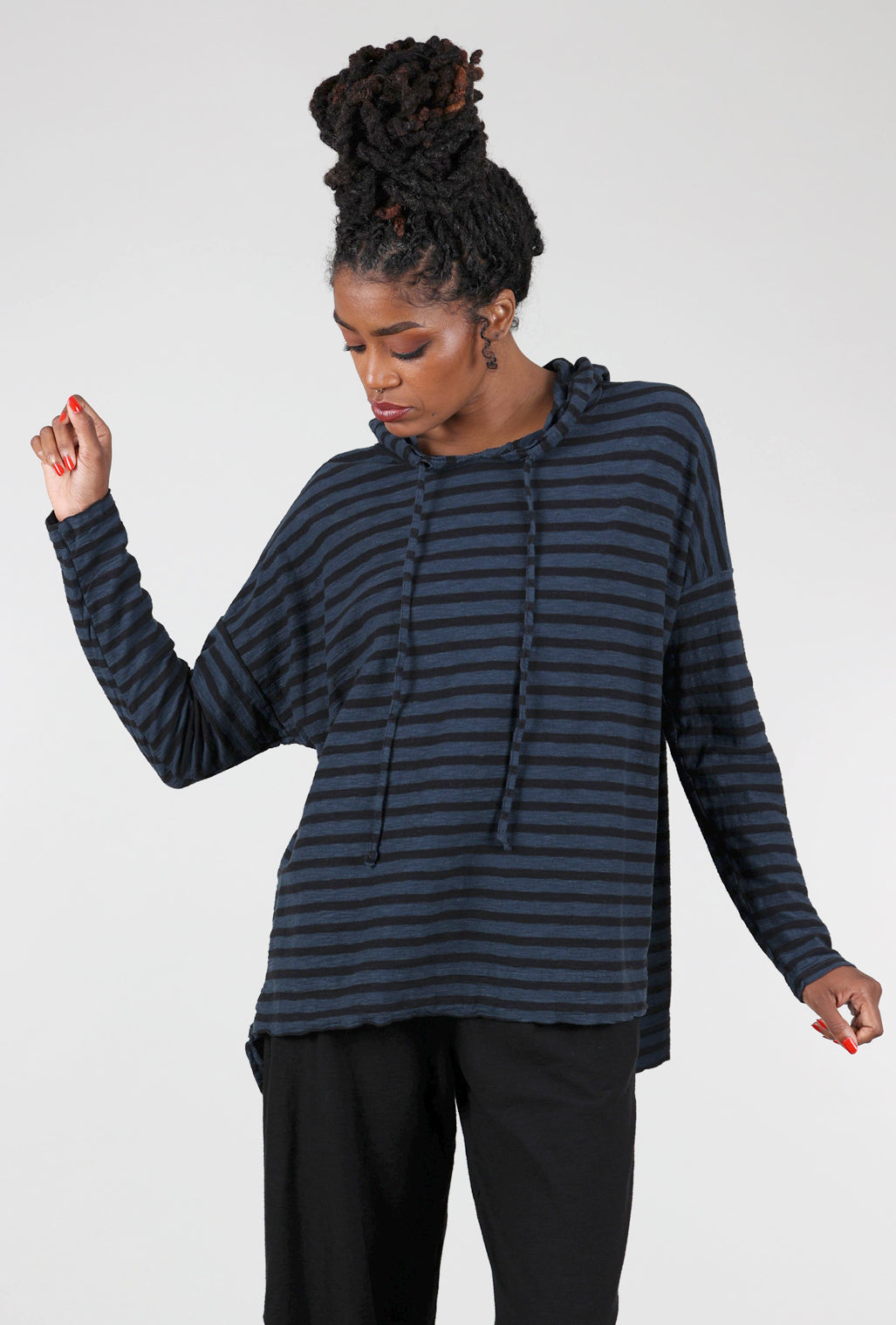 Cut Loose Natural Stripe Jersey Sweatshirt, Nightsky 