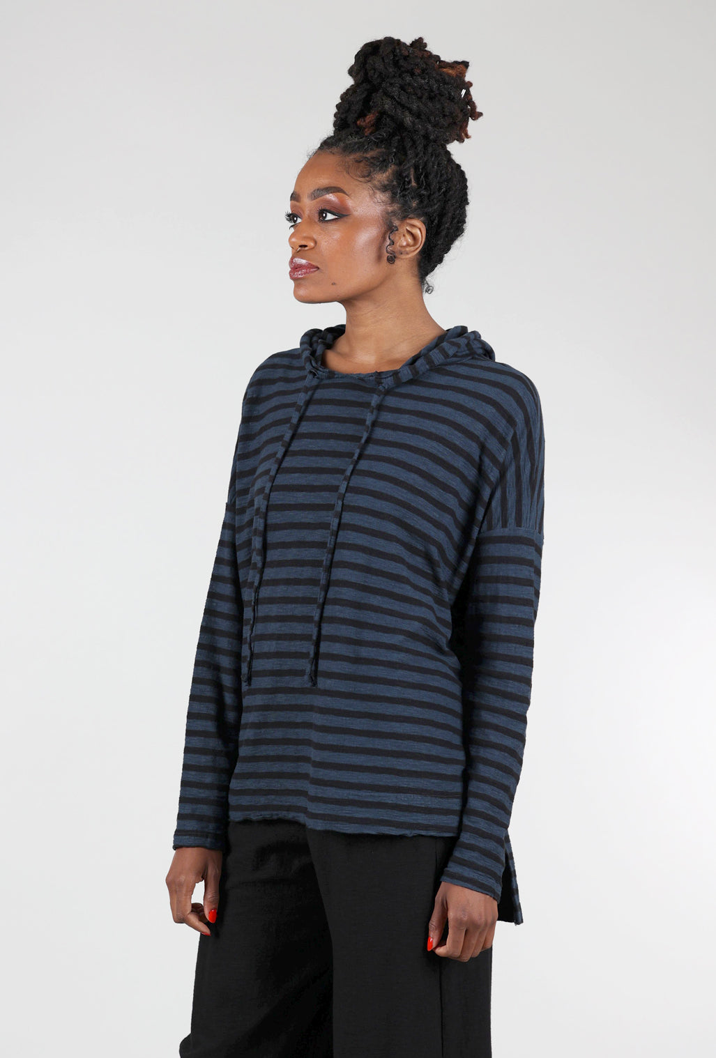 Cut Loose Natural Stripe Jersey Sweatshirt, Nightsky 