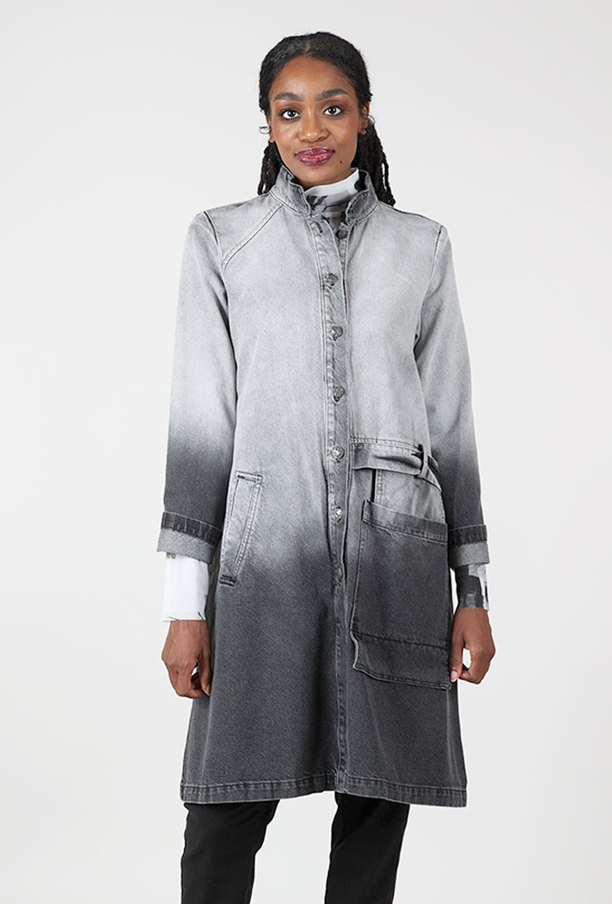Blasted Denim Duster, Gray/White Angle 4