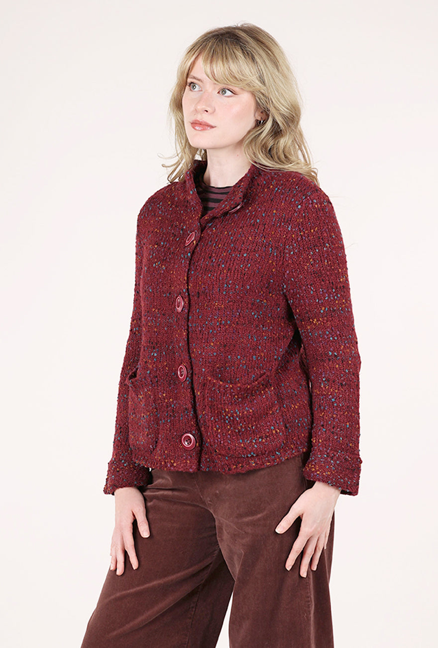 Habitat Confetti Funnel-Neck Cardie, Wine 