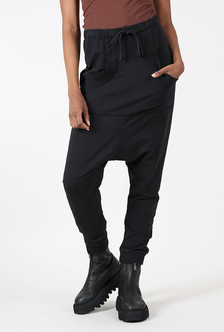 Rundholz Extended Rise Kangaroo Pocket Pants, Black 