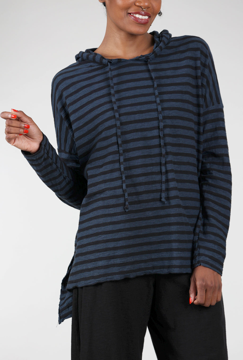 Cut Loose Natural Stripe Jersey Sweatshirt, Nightsky 