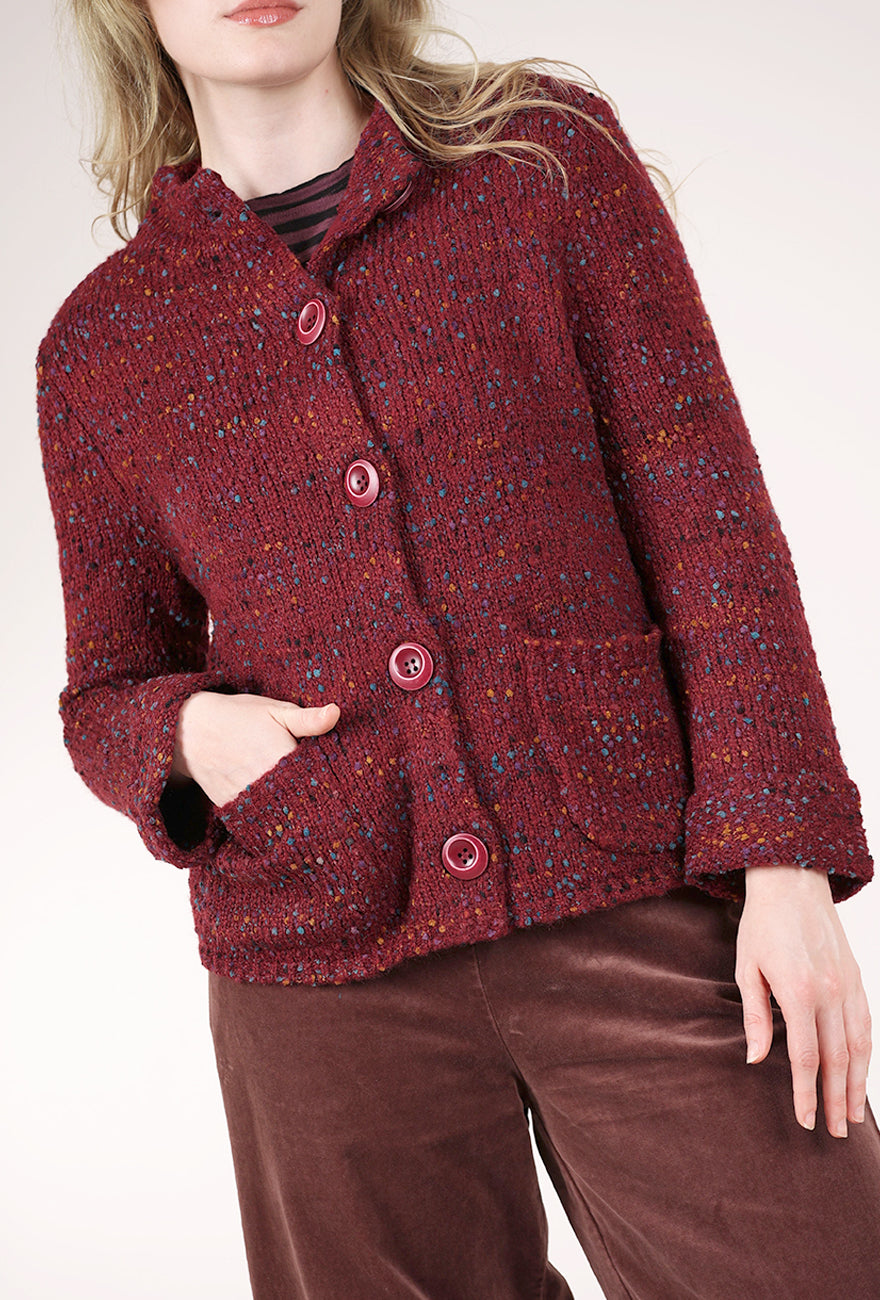 Habitat Confetti Funnel-Neck Cardie, Wine 