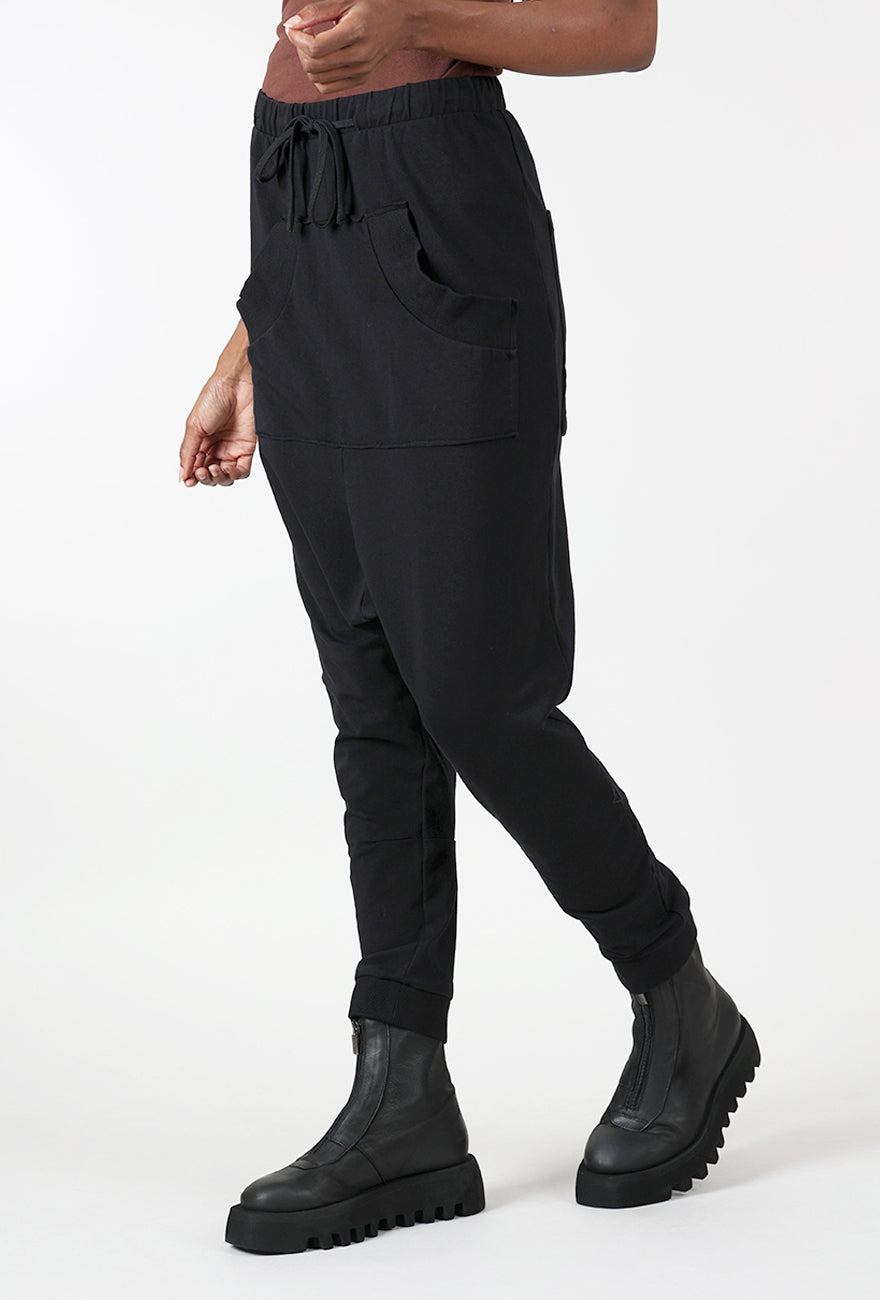 Rundholz Extended Rise Kangaroo Pocket Pants, Black 