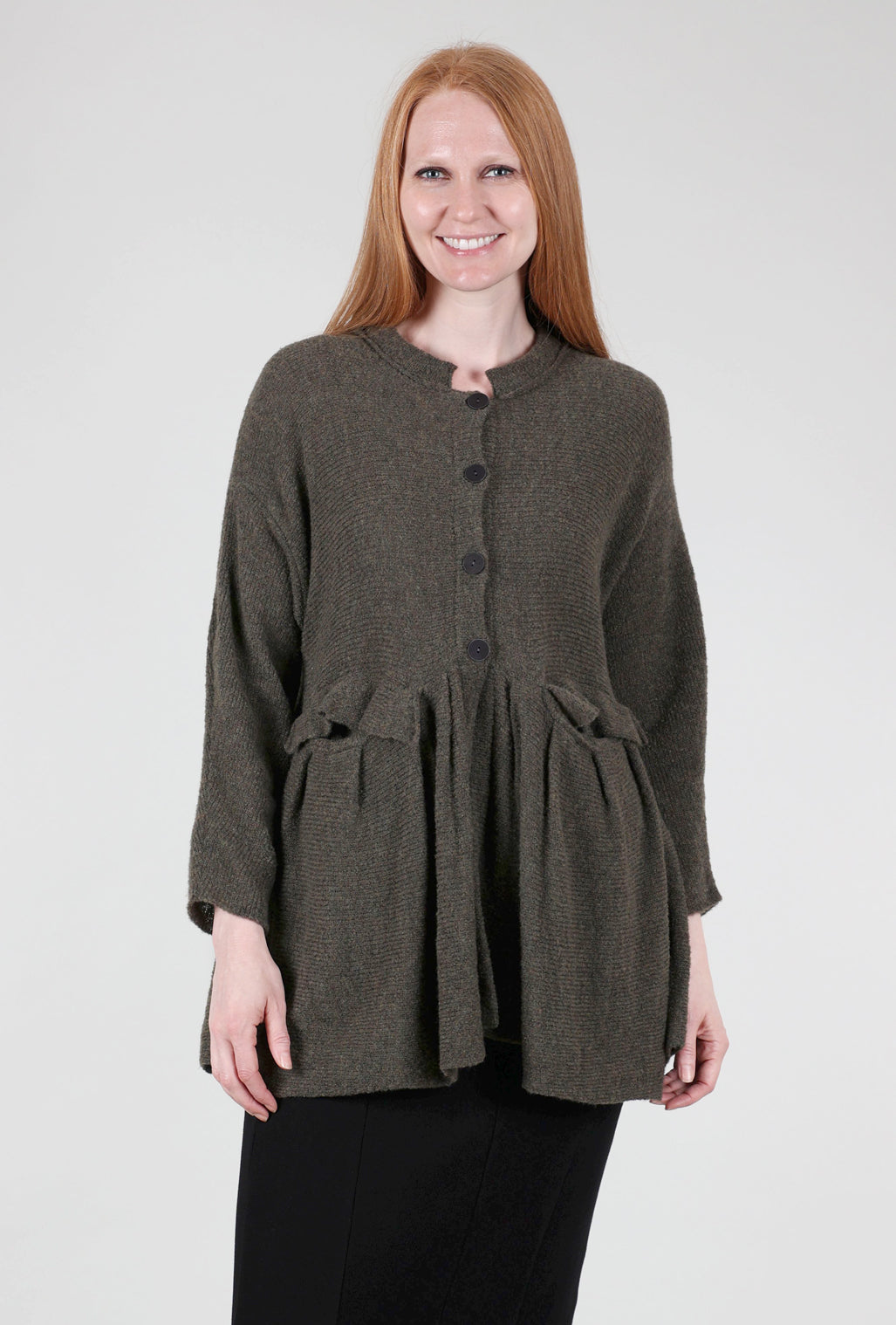 Grizas Peplum Pocket Sweater, Olive 