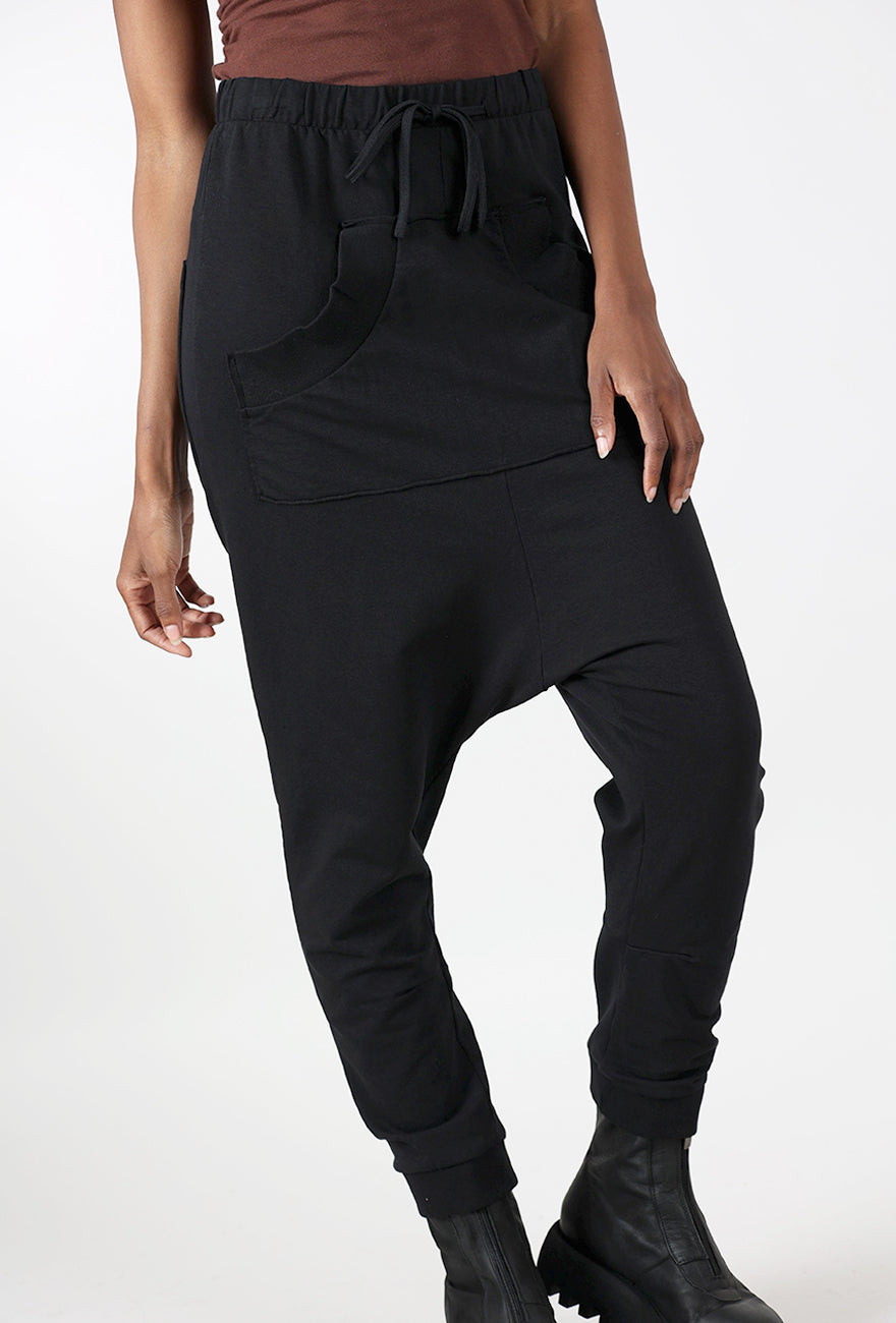 Rundholz Extended Rise Kangaroo Pocket Pants, Black 
