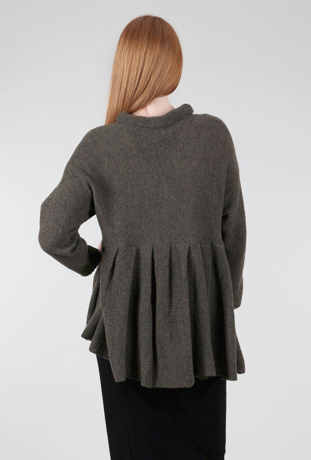 Grizas Peplum Pocket Sweater, Olive 