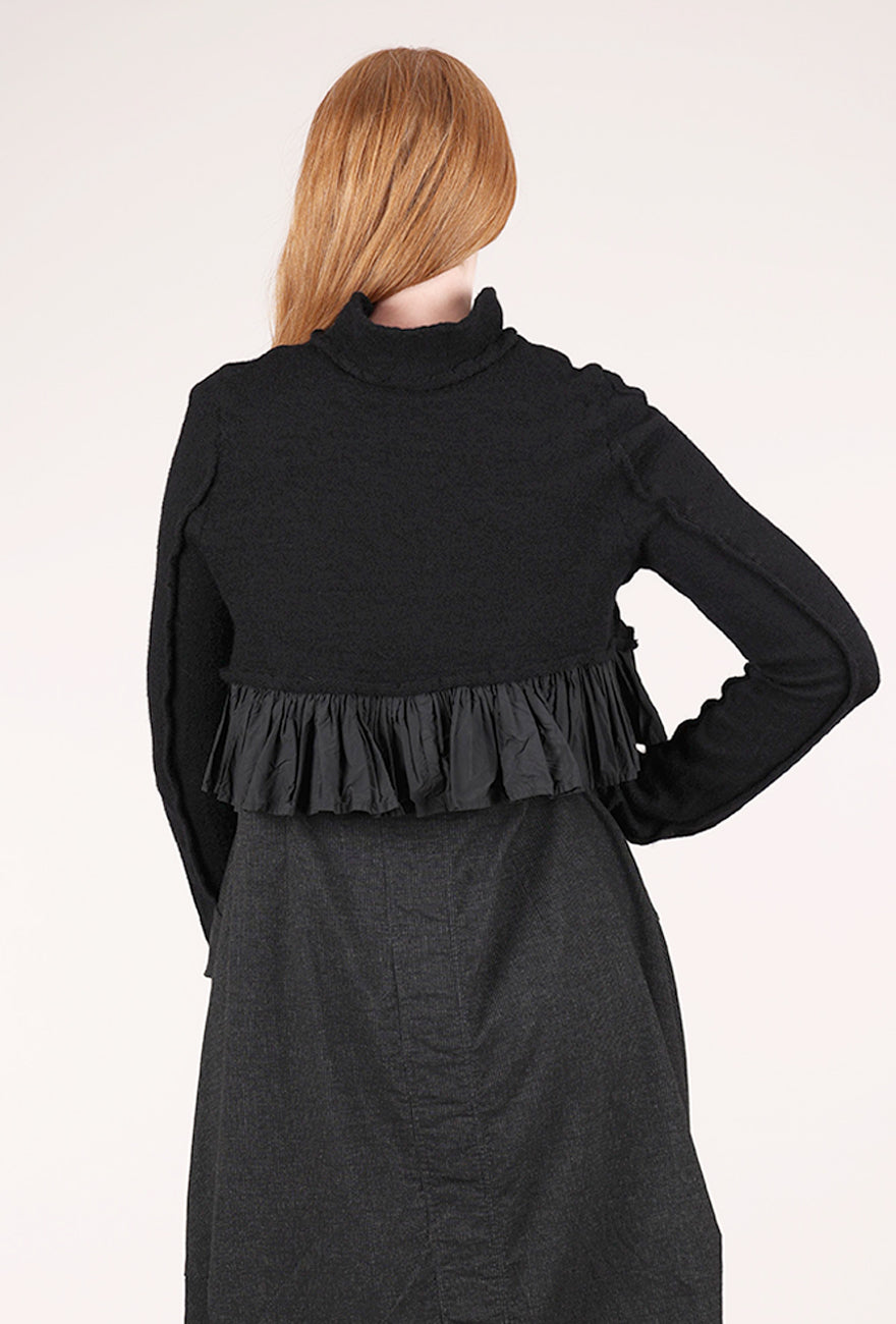 Rundholz Flutter Trim Wool Cardie, Black 