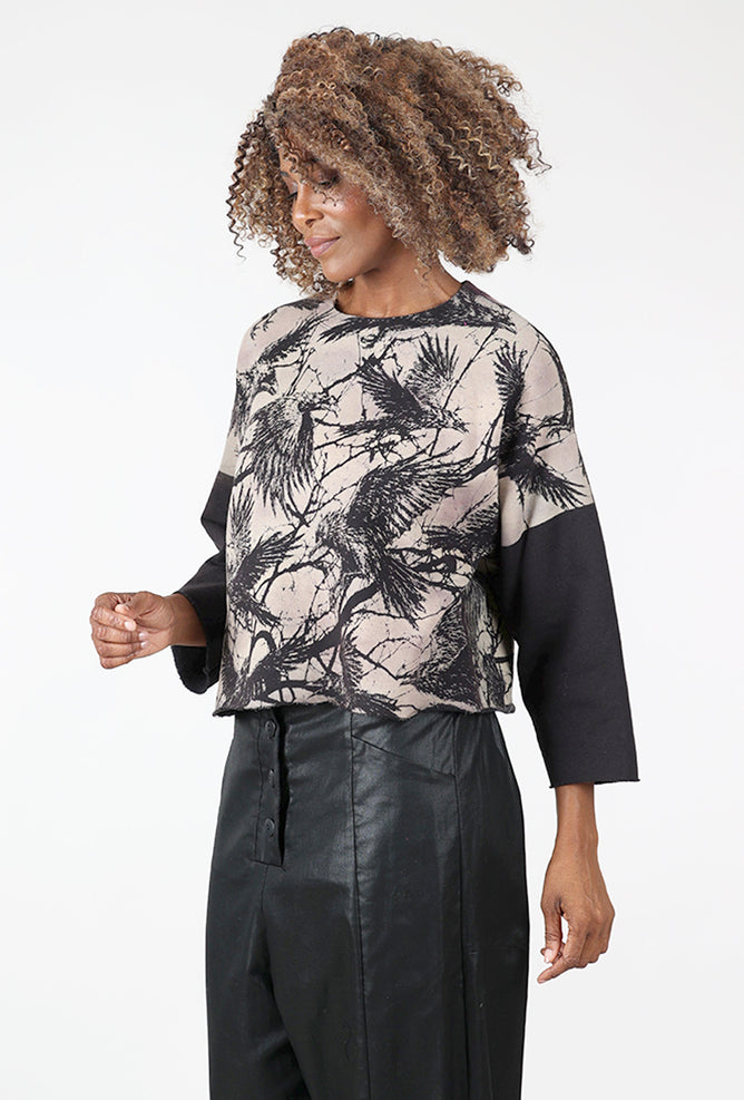 Heyne Bogut Cropped HB Sweatshirt, Taupe/Crows 