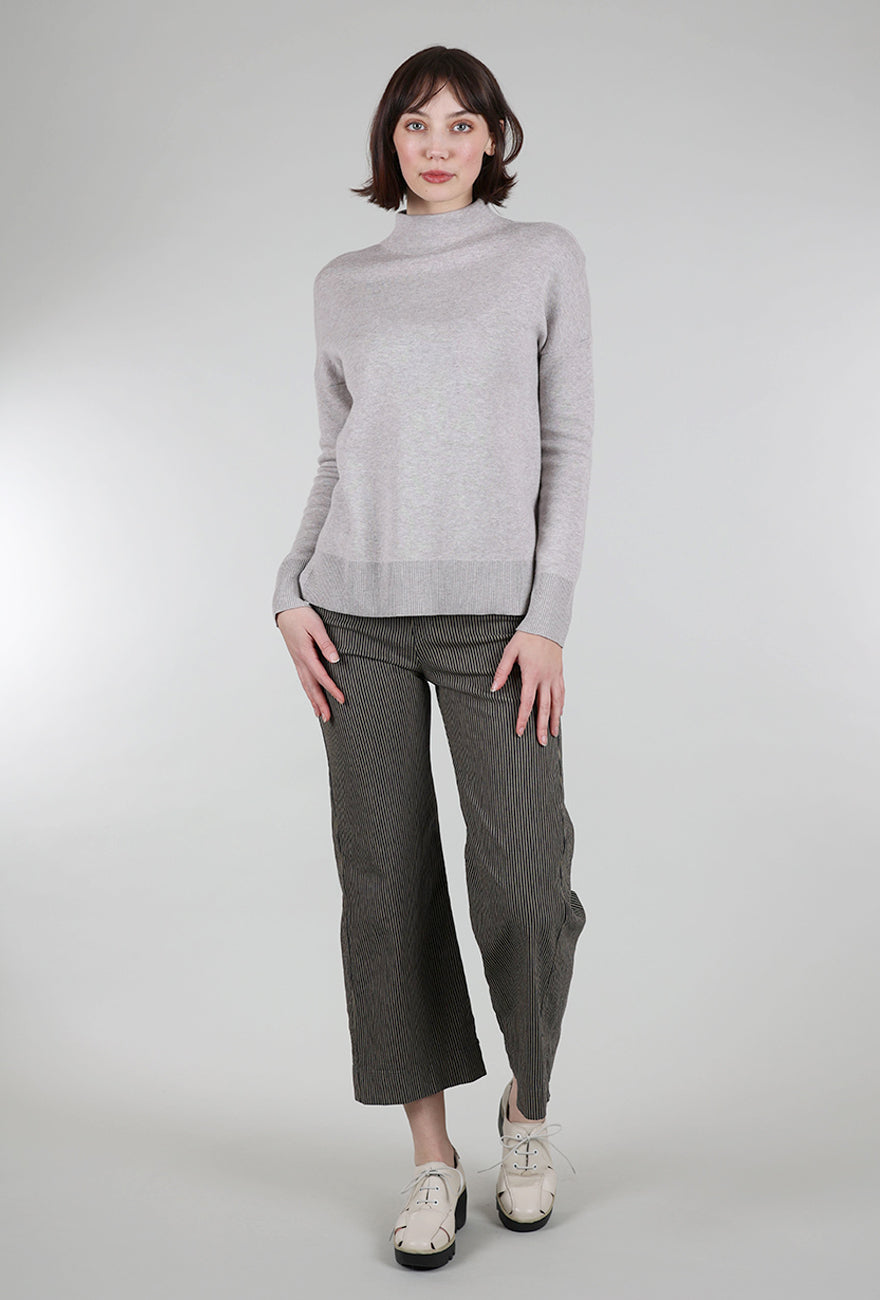 Kinross Cashmere Double Knit Funnel Sweater, Pebble 