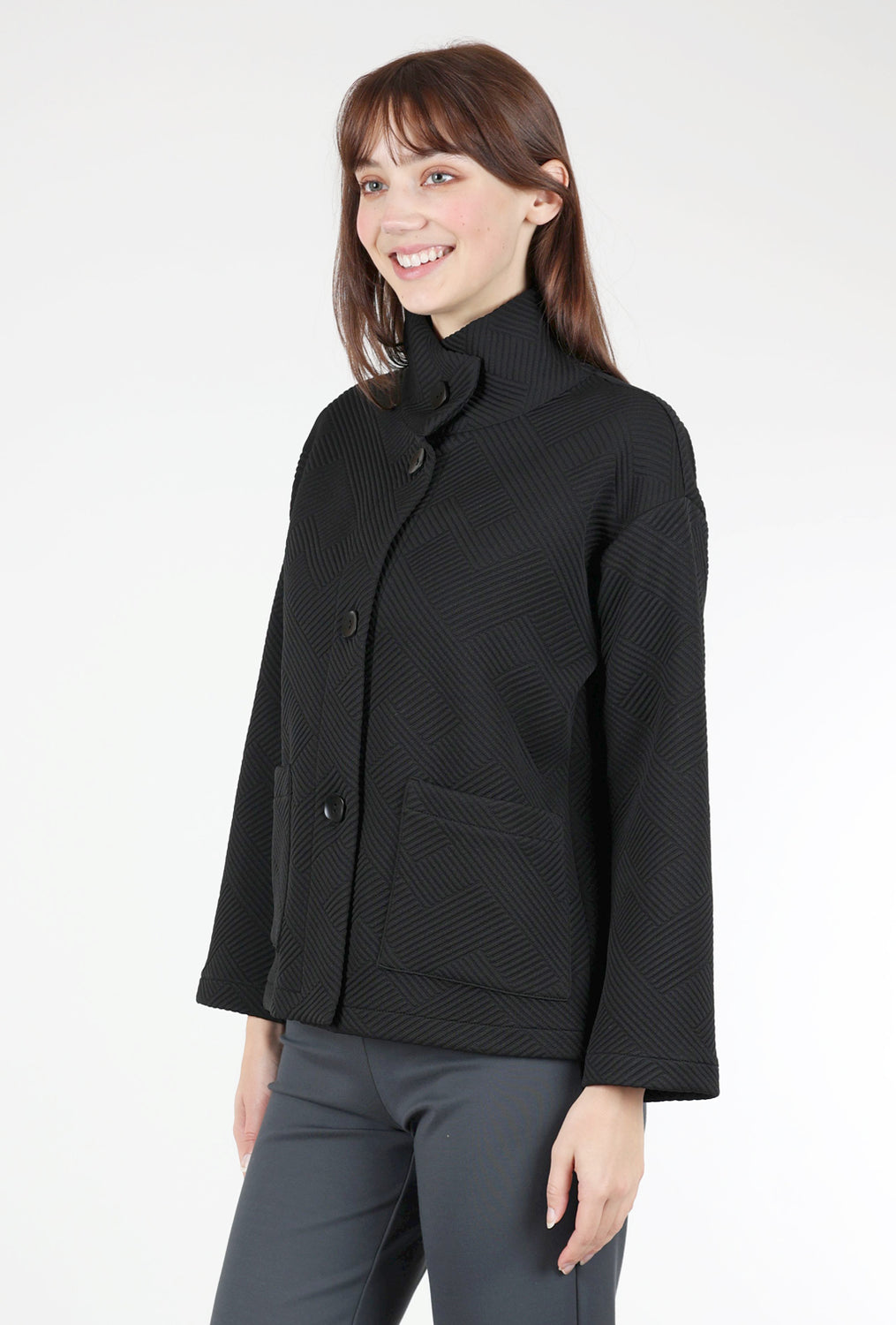 Christopher Calvin High Quilted Collar Jacket, Black 
