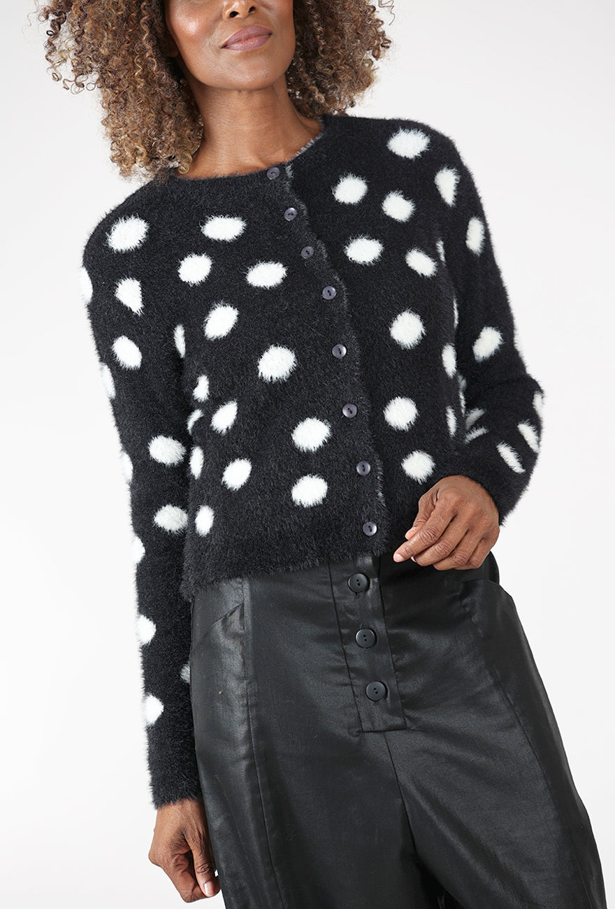 24 Colors Fuzzy Dots Cardie, Black 