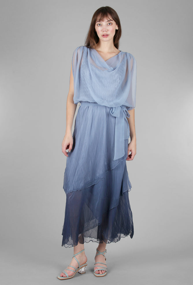 Komarov Long Blouson Dress, Persian Violet 