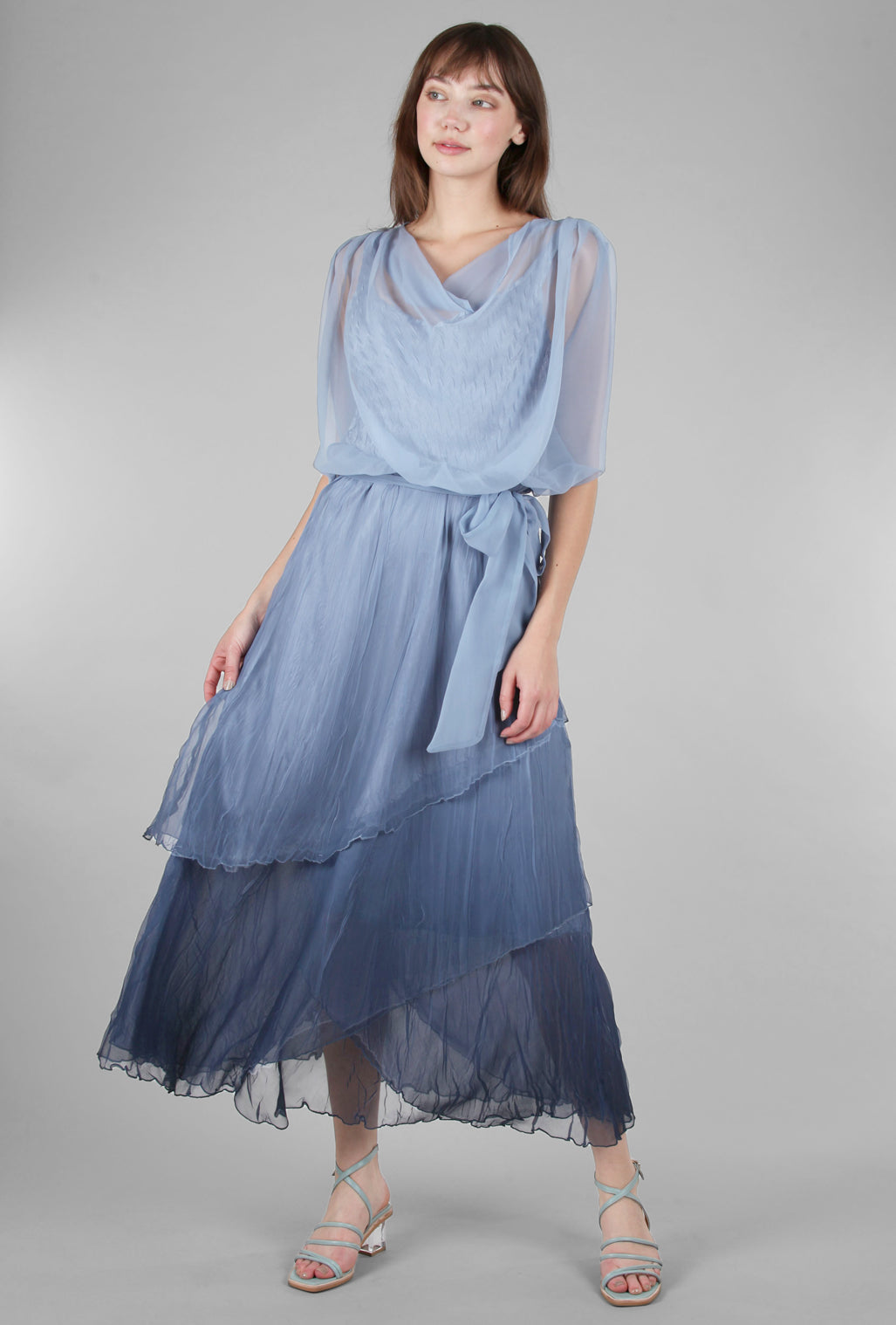 Komarov Long Blouson Dress, Persian Violet 