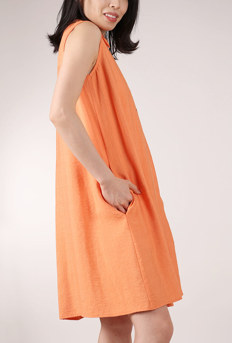 Niche Twinbutton Dress, Apricot 